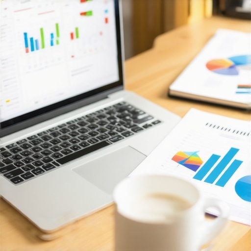 A workspace with a laptop open to accounting dashboards, symbolizing effective bookkeeping and payroll management.