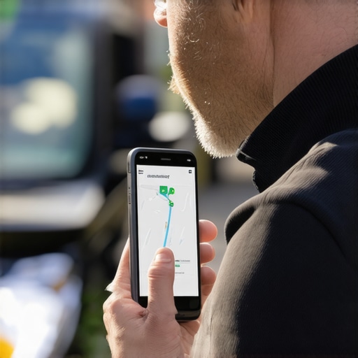 Business owner using a smartphone to log trips for accurate mileage records.