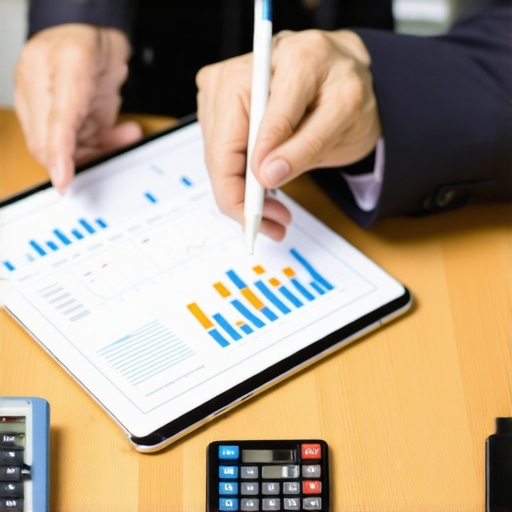 Financial Review for Small Business Business owner analyzing cash flow charts on tablet