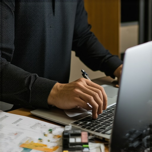 Financial Review for Tax Planning Business owner analyzing financial data on a laptop for quarterly tax planning.