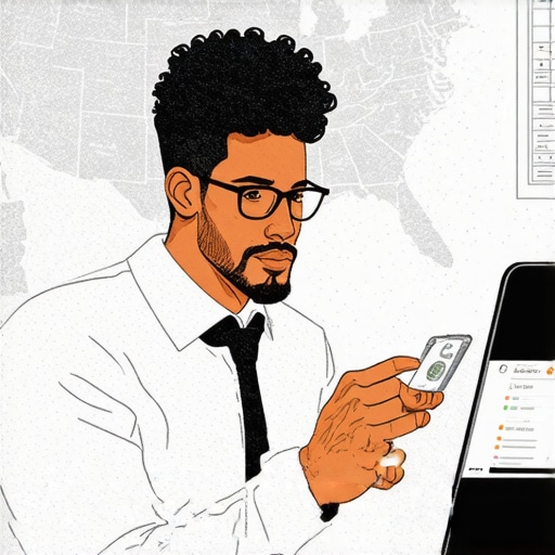Business owner reviewing employee locations on a laptop with state maps