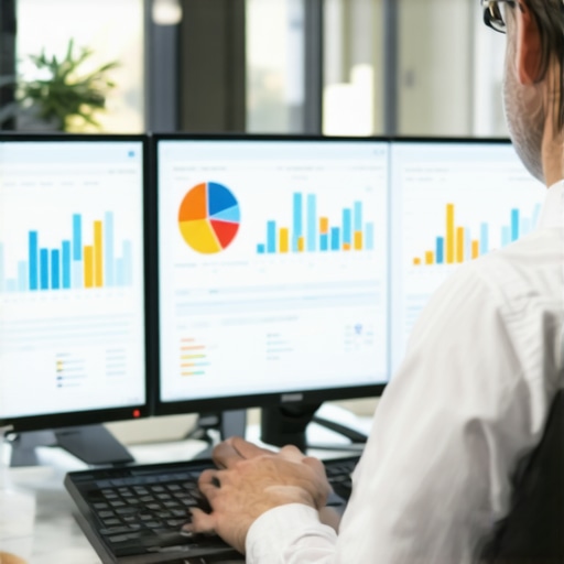 Accountant using digital software to manage business finances