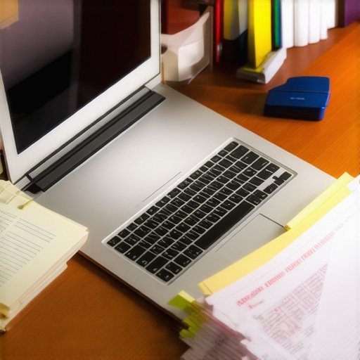A clean workspace with financial documents and a laptop displaying accounting software, illustrating organized bookkeeping for audits.