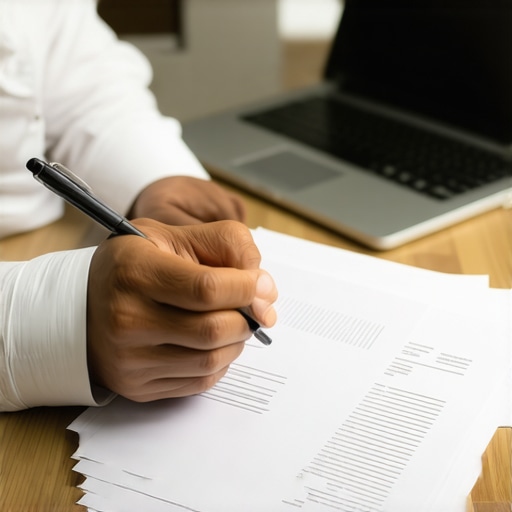 Setting Up Business Accounts Person opening a business bank account with documents and laptop