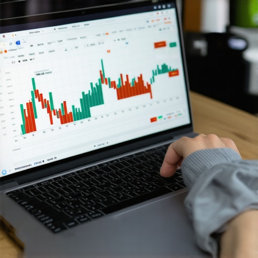Business owner fixing bank sync problems on laptop with financial data