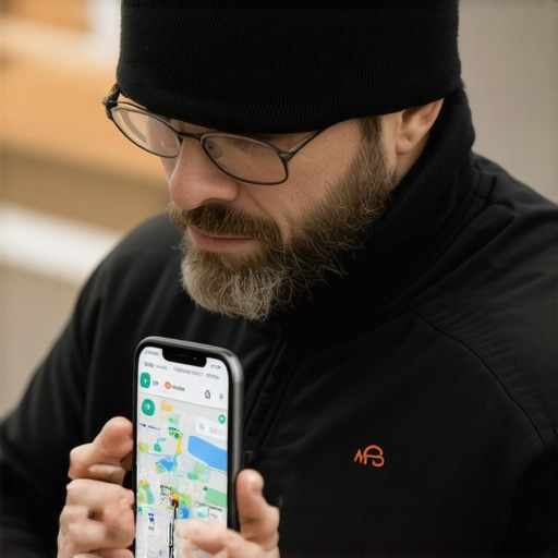 Person recording mileage with a GPS app on a smartphone during a business trip.