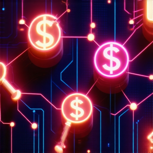 A conceptual 3D render of a financial data network with highlighted errors for audit purposes.