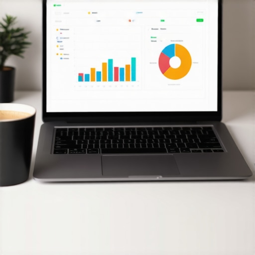 A laptop showing financial growth charts for a small business S-Corp