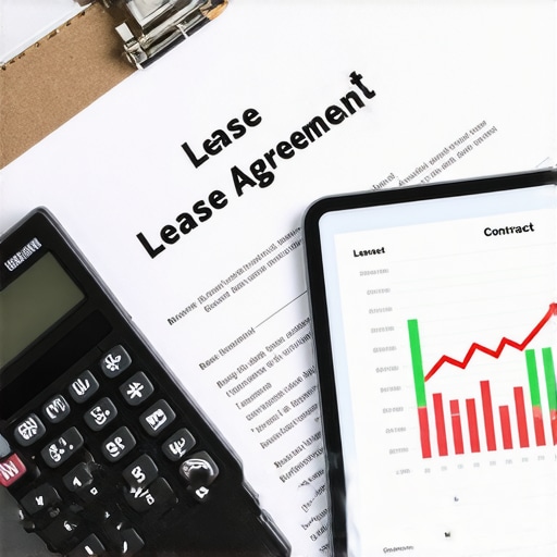 A business owner reviewing a lease contract and financial balance sheet to identify hidden debt.