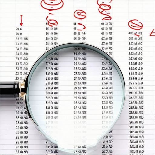 Magnifying glass over financial documents showing tax audit points.
