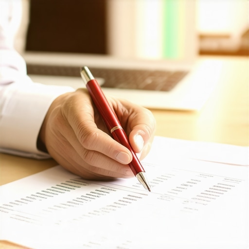 Auditing bank statements for hidden fees A business owner manually checking a bank statement for hidden service charges.