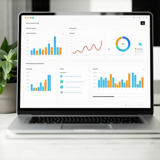 A laptop displaying a modern accounting dashboard for automated bookkeeping and payroll management.