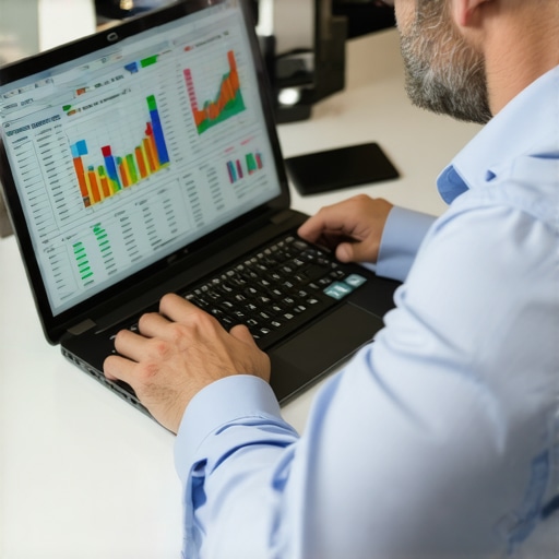 Calculating Business Growth and Payroll Costs Entrepreneur analyzing financial spreadsheets to calculate the true cost of hiring an employee.