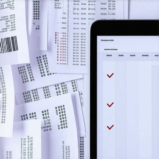Comparison of messy receipts versus organized digital bookkeeping A split image showing the transition from paper chaos to structured digital expense management for small businesses.