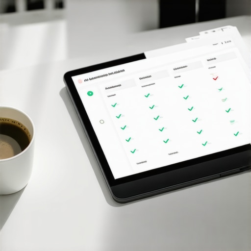 Digital Bookkeeping Tools and Workflow Professional digital bookkeeping dashboard on a tablet showing reconciled accounts.