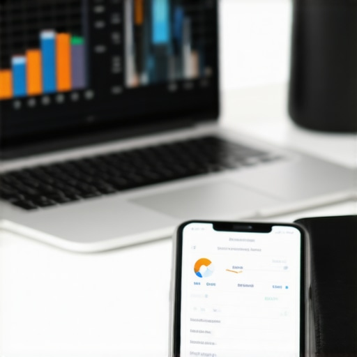 Digital Bookkeeping Tools for Growth A laptop and smartphone on a desk showing clean financial data and automated bookkeeping tools.