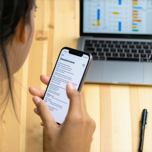 Person scanning business receipt with a smartphone app for digital bookkeeping