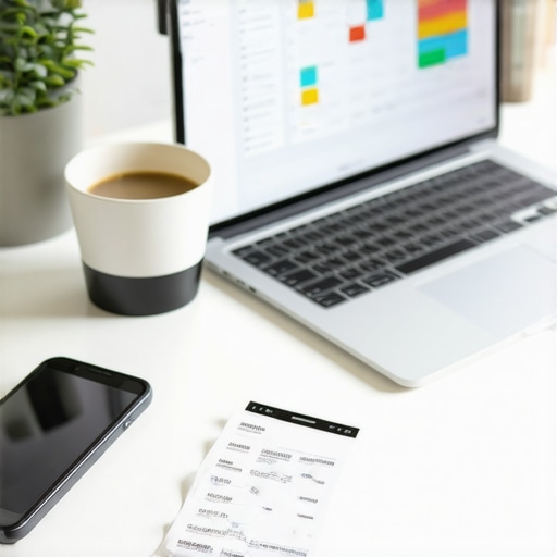 Efficient Business Bookkeeping Tools and Real-Time Financial Monitoring A business owner using mobile tools and software to manage digital receipts and financial records in real-time.