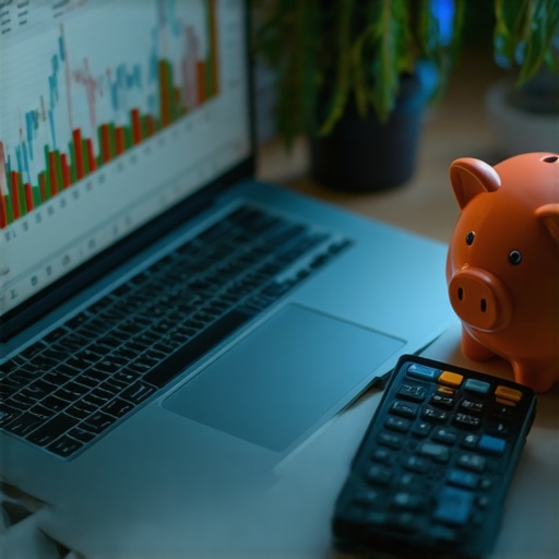 Small business owner workspace set up for quarterly tax planning and bookkeeping