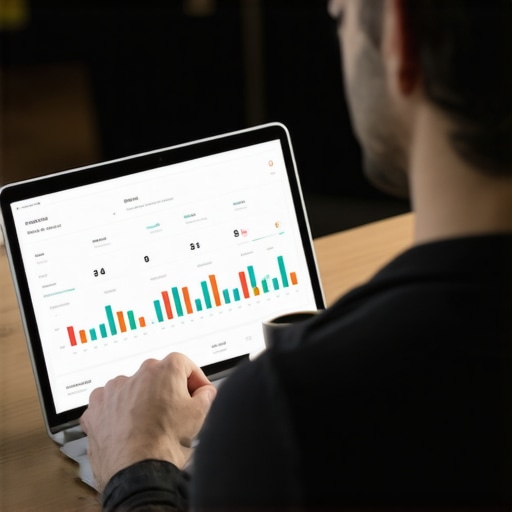 Efficient Small Business Financial Dashboard A business owner using a digital dashboard to monitor cash flow and bookkeeping.