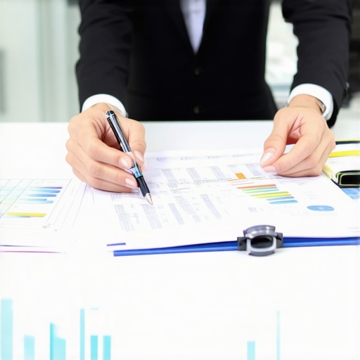 Expert CPA Analyzing Business Tax Compliance A CPA performing a deep dive into business financial records to ensure tax compliance.