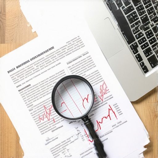 A magnifying glass highlighting errors on a financial spreadsheet to show the importance of expert tax review.