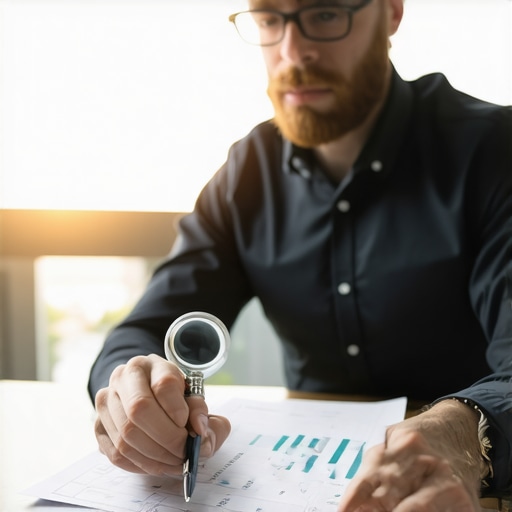 Finding hidden business costs An entrepreneur auditing a financial ledger to find hidden cash flow leaks