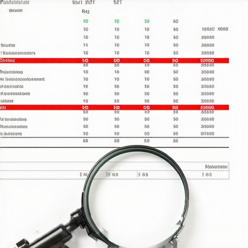 Identifying errors in automated bookkeeping feeds A magnifying glass next to a computer screen showing financial spreadsheet errors