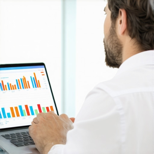 Managing Business Cash Flow and Ledger Health Business owner reviewing financial data on a laptop to manage cash flow and bookkeeping.