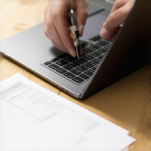 Manual Bookkeeping Verification Business owner performing a manual audit of financial records to catch automated bookkeeping errors.