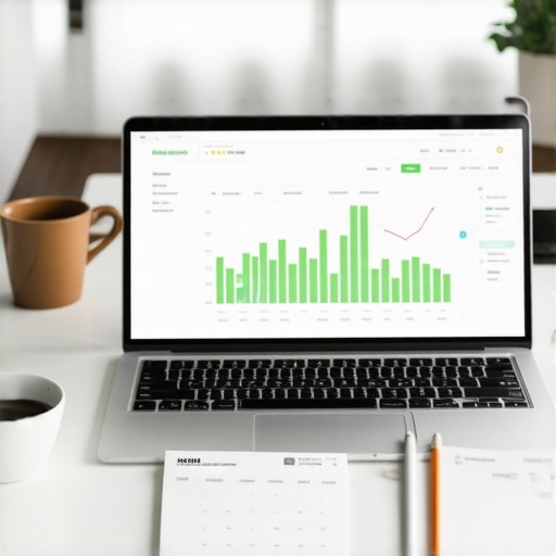 Modern Automated Bookkeeping Systems A clean workspace representing automated financial systems and bookkeeping software.