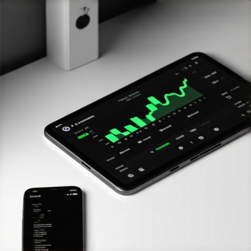 A tablet showing financial dashboards and a smartphone with a receipt scanning app on a clean desk.