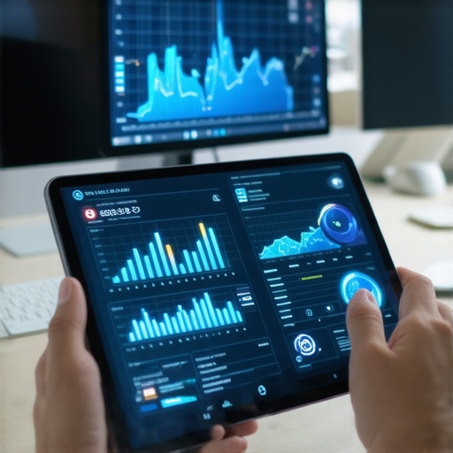 A tablet displaying financial automation tools and real-time ledger synchronization for a growing company.