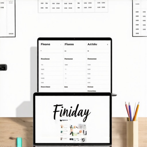 A professional desk setup featuring financial management tools and a calendar highlighting a weekly bookkeeping audit.