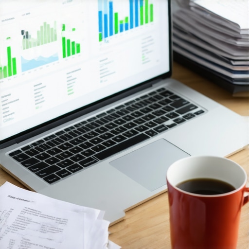 A laptop showing financial dashboards representing clean bookkeeping and business growth.