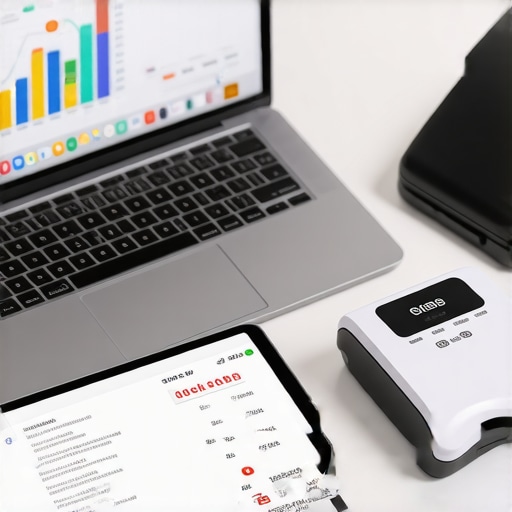 Modern Digital Bookkeeping Tech Stack A professional desk setup with software tools for automated receipt scanning and financial management.