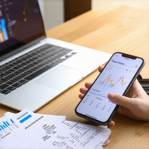 Modern Digital Bookkeeping Workflow Small business owner using a smartphone app to scan receipts into cloud accounting software.