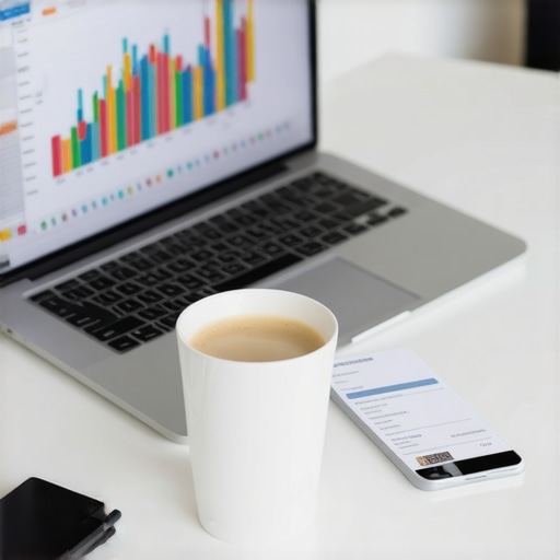 A laptop and smartphone being used for digital bookkeeping on a clean desk.