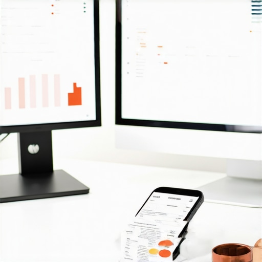 A modern desk with accounting software and digital receipt tools for small business owners.