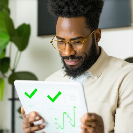 Modern Digital Payroll Management Business owner reviewing an automated payroll dashboard to ensure data accuracy.