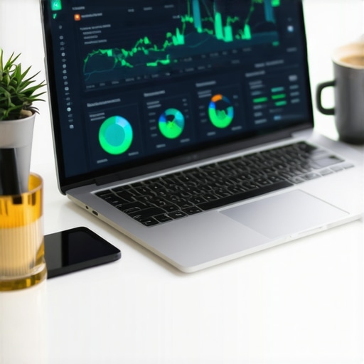 Modern Financial Dashboard for Scalable Business A professional workspace showing real-time financial tracking and growth charts on a laptop screen.