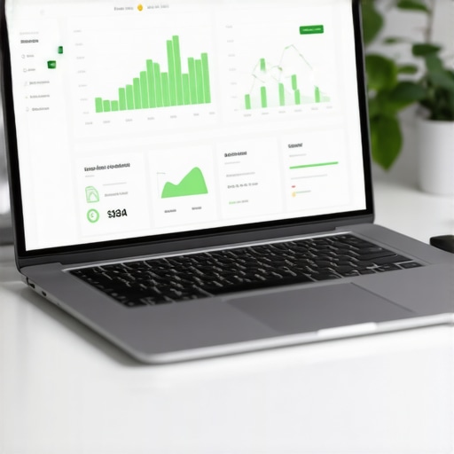 Modern Financial Dashboard for Scalable CPA Services A laptop displaying business growth metrics and financial reports on a clean office desk.