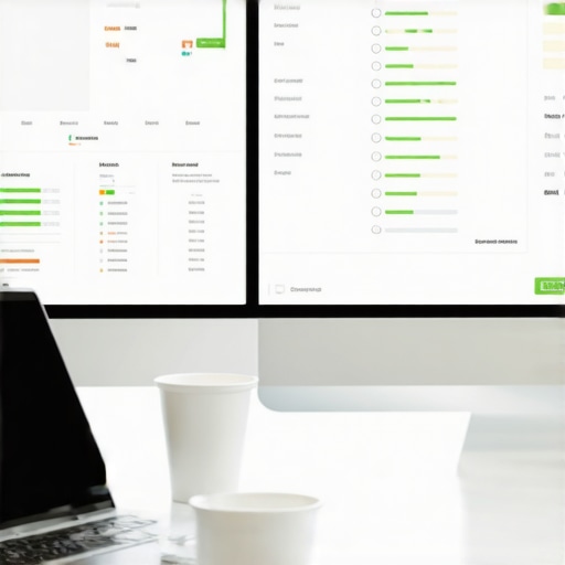 Modern Financial Tech Stack for Small Business A professional desk setup featuring accounting software dashboards and digital financial tools for business maintenance.