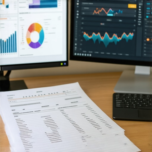 A desktop setup showing bookkeeping software and tax documents for a multi-state business audit.