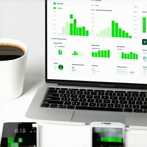 Modern Integrated Accounting Tech Stack Professional integrated financial dashboard on a laptop for small business management.