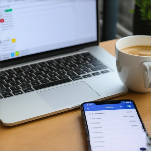 Modern Small Business Financial Management Tools A clean workspace with a laptop and smartphone used for managing small business bookkeeping and tax filing.