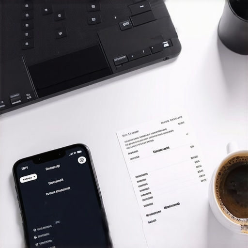 Professional workspace showing financial automation tools and clean accounting software