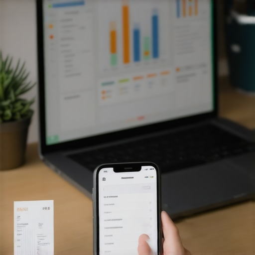 Small business owner using financial automation tools and software for bookkeeping.