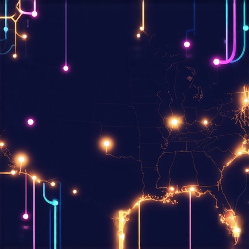 A conceptual map showing the interconnected tax and payroll obligations of a business with remote employees across different states.