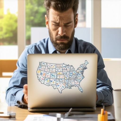 Navigating the Complexity of Multi-State Tax Nexus Business owner analyzing remote work tax nexus and state jurisdictions on a laptop screen.